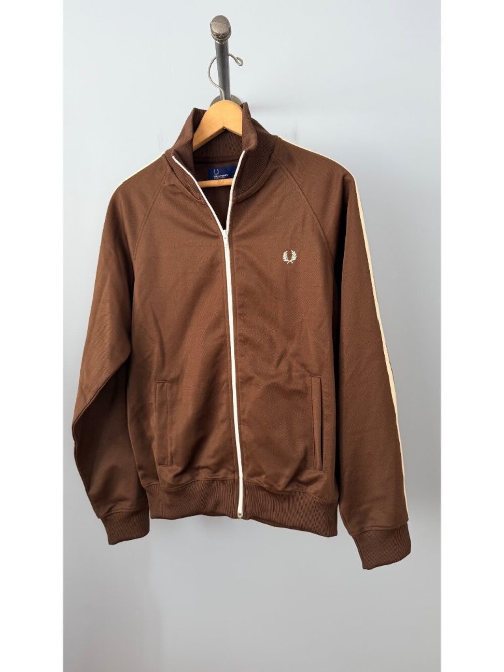 Fred Perry Sportswear Brown Track Jacket Mens Size S Portugal Contrasting Stripe